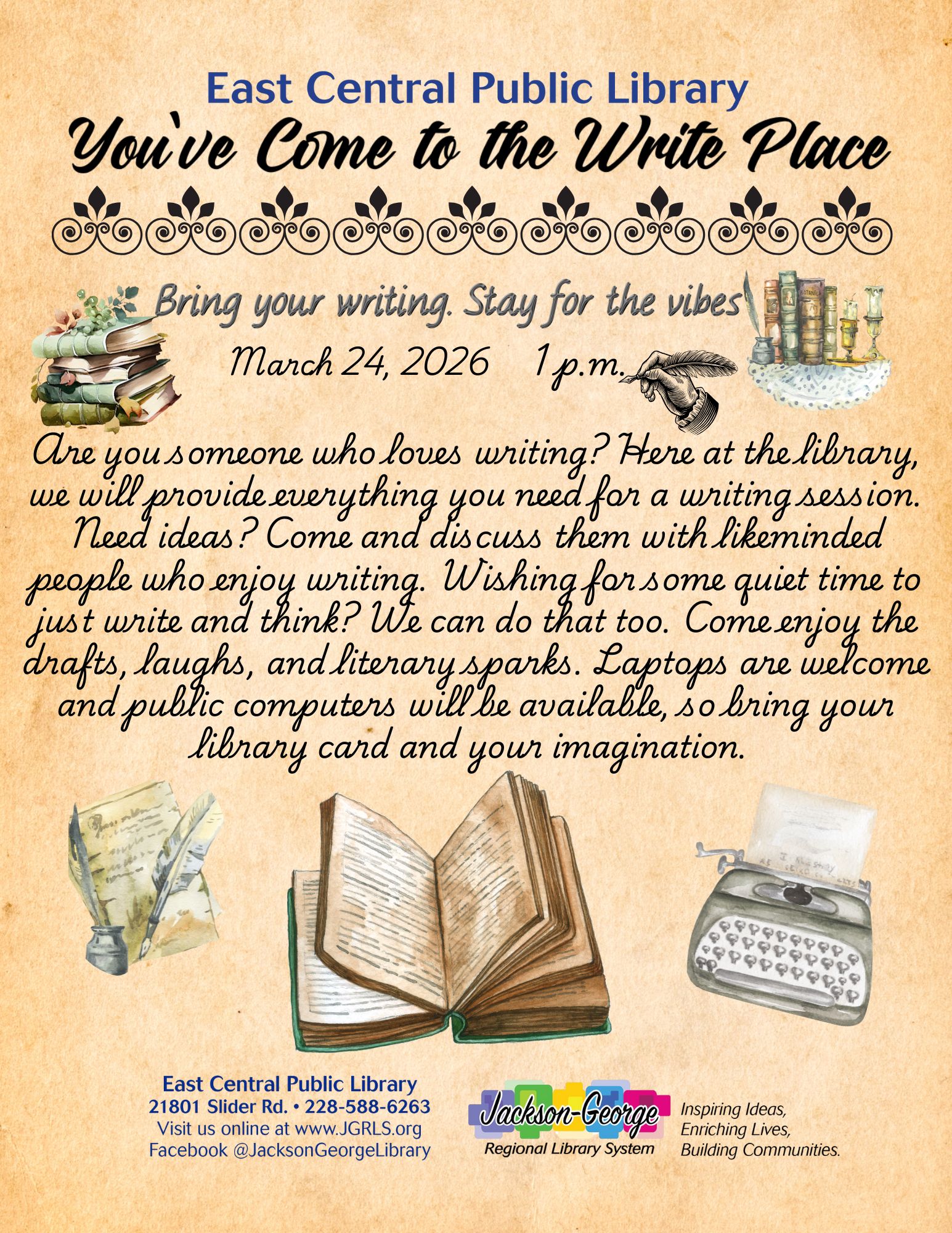 East Central Public Library Hosts “You’ve Come to the Write Place” Writing Session